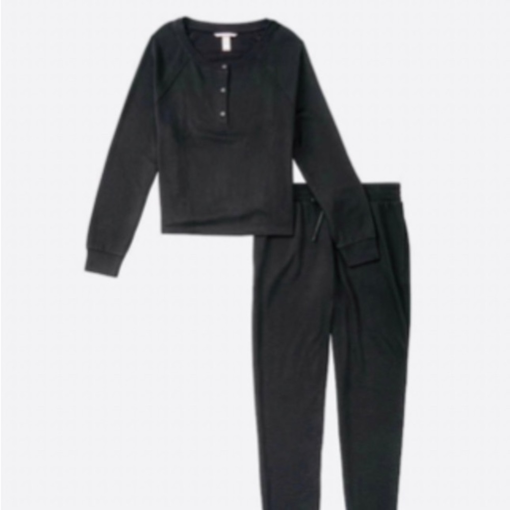 NWT Victoria Secret Black Henley Pajamas